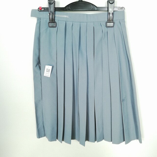 スクールスカート 夏物 w63-丈55 グレー 有明中学 プリーツ 学生服 制服 女子 中古 HK5649