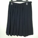 スクールスカート 冬物 w66-丈60 紺 高知中央高校 プリーツ 学生服 制服 女子 中古 HK9923