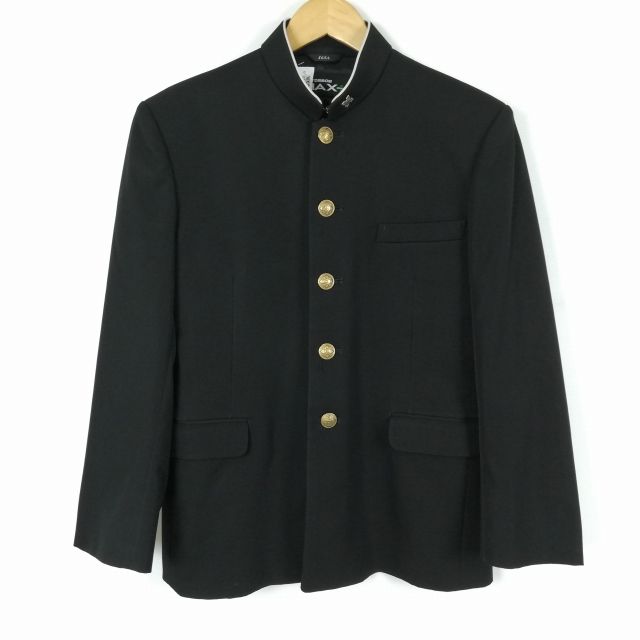学生服 学ラン 165A 男子 トンボ 上着 ウール混 標準型学生服 ラウンドカラー カシドス 黒 中古 ランクC a3 JJ5745