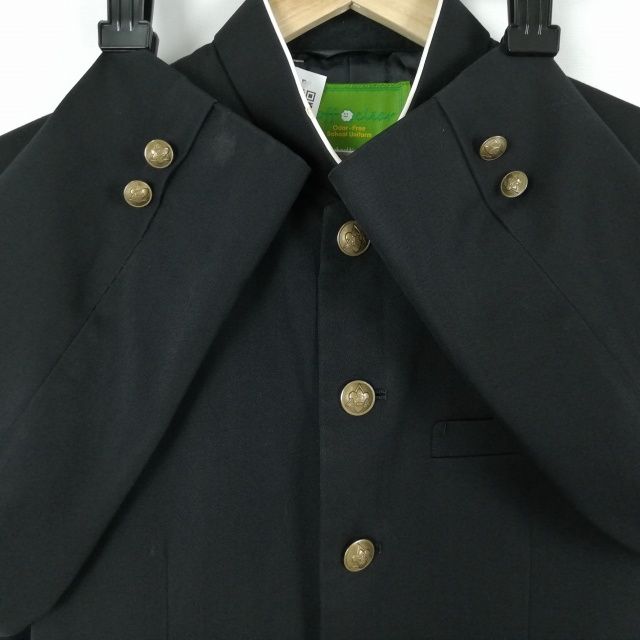 学生服 学ラン 170A 男子 上着 ウール混 標準型学生服 ラウンドカラー カシドス 黒 中古 ランクC a3 JJ5766