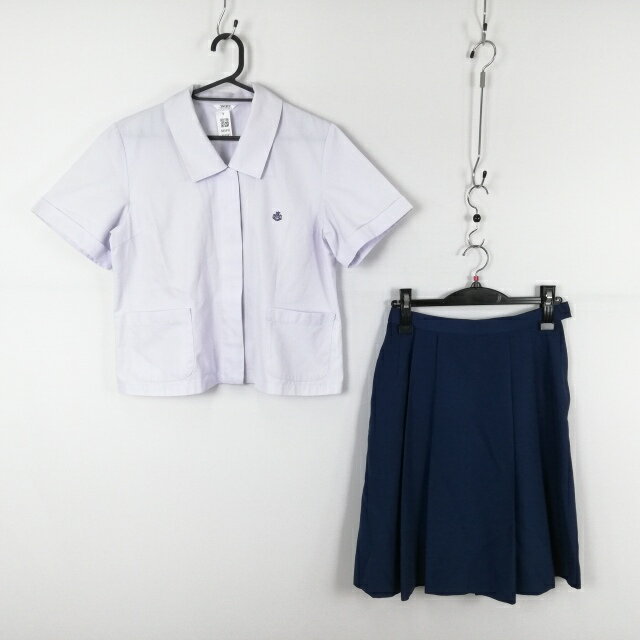 ブラウス スカート 上下2点セット 大きいサイズ 富士ヨット 夏物 女子 学生服 兵庫飾磨高校 白 制服 中古 ランクC NA5945