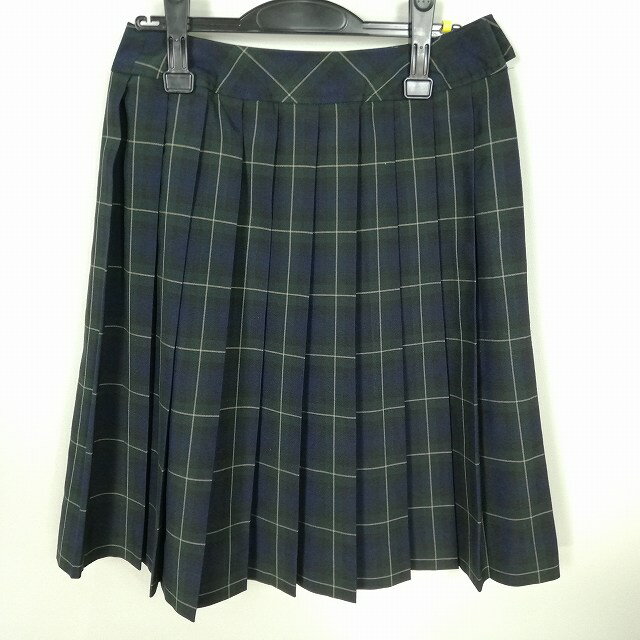 スクールスカート 夏物 w69-丈58 チェック 中学 高校 プリーツ 学生服 制服 女子 中古 HK2082