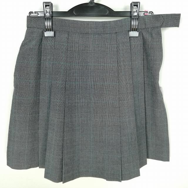 スクールスカート 大きいサイズ 夏物 w72-丈43 チェック 中学 高校 ミニ丈 プリーツ 学生服 制服 女子 中古 HK2096