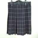 スクールスカート 夏物 w66-丈59 チェック 中学 高校 プリーツ 学生服 制服 女子 中古 HK2112