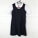ジャンパースカート 紐タイ 145A バスト78 ウエスト74 冬物 女子 学生服 中学 高校 紺 制服 中古 ランクC NA7942
