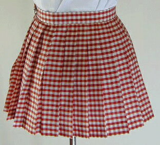 夏・赤ギンガムチェックプリーツスカート（30cm丈）tam_s_7207