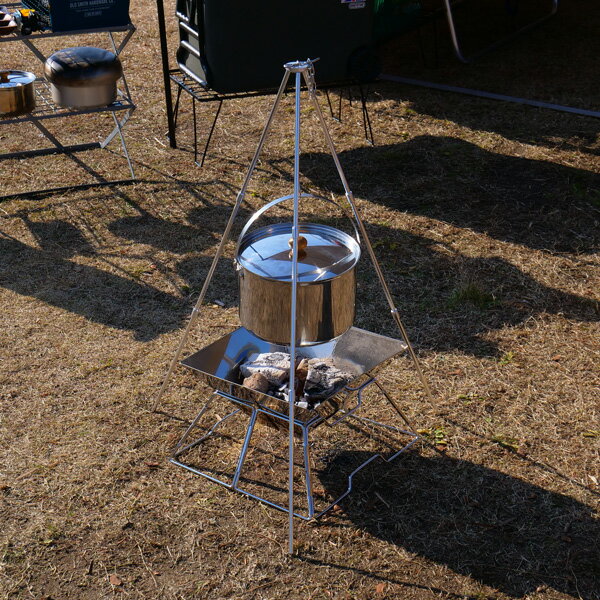 送料無料 トライポッド ソロキャンプ 高さ80cm コンパクト収納 キャンプ バーベキューコンロ アウトドア 焚き火料理 アウトドア キャンプ用品 焚き火 料理 組み立て簡単 おしゃれ通販格安セール情報 楽天 通販