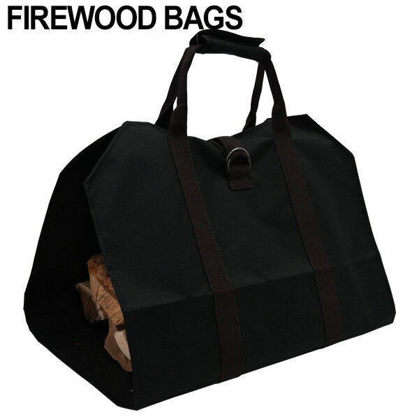 waku fimac 薪バッグ 帆布 ブラック ログキャリー ソロ アウトドア キャンプ 薪 持ち運び ケース 暖炉 ストーブ 折り畳み 薪入れ ソロ 初心者 女子 ファミリー おしゃれ 用品 道具 人気のサムネイル