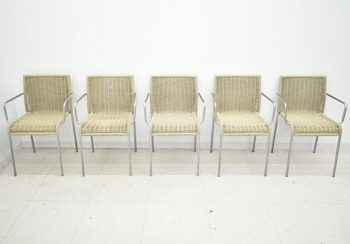【中古】Accademia Agra ペーパーコード スタッキングチェア 5脚セット 2024060703【中古オフィス家具】 [2]
