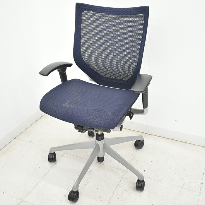 【中古】オカムラ バロン ローバック 可動肘 シルバー脚 2025072303【中古オフィス家具】