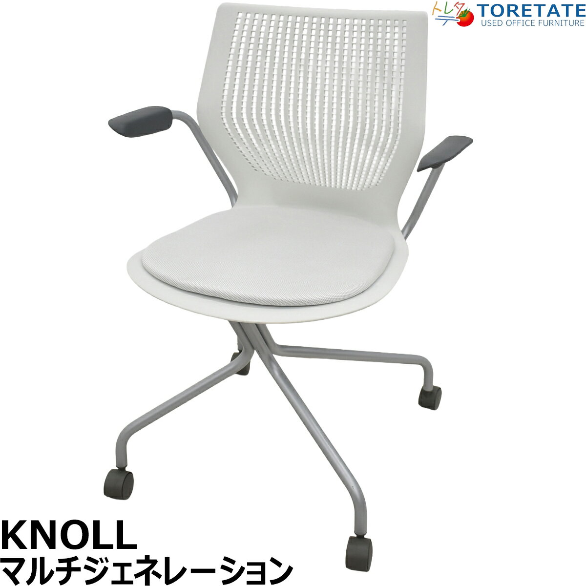 Rakuten - 【中古】Knoll　マルチジェネレーション　固定肘　キャスター付　オフホワイト　2026031403【中古オフィス家具】
