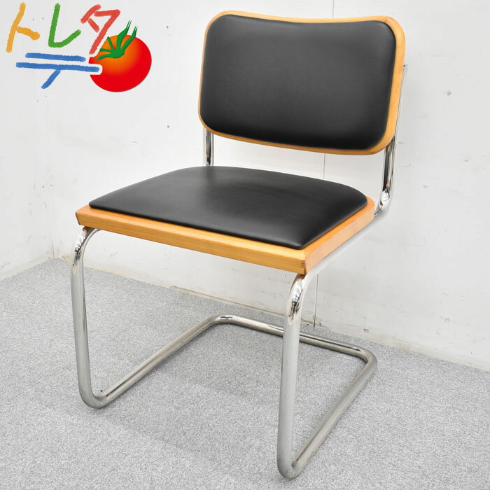 【中古】 KNOLL チェスカチェア マルセルブロイヤーコレクション ブラック 合皮 合成皮革 ビニールレザー張り ノル ノール ミッドセンチュリー バウハウス ビンテージ品 ダイニングチェア 2023050901 【中古オフィス家具】