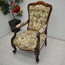 【中古】 アンティーク・ロココ風アームチェア キャスター付 W650 2019102106 【中古オフィス家具】