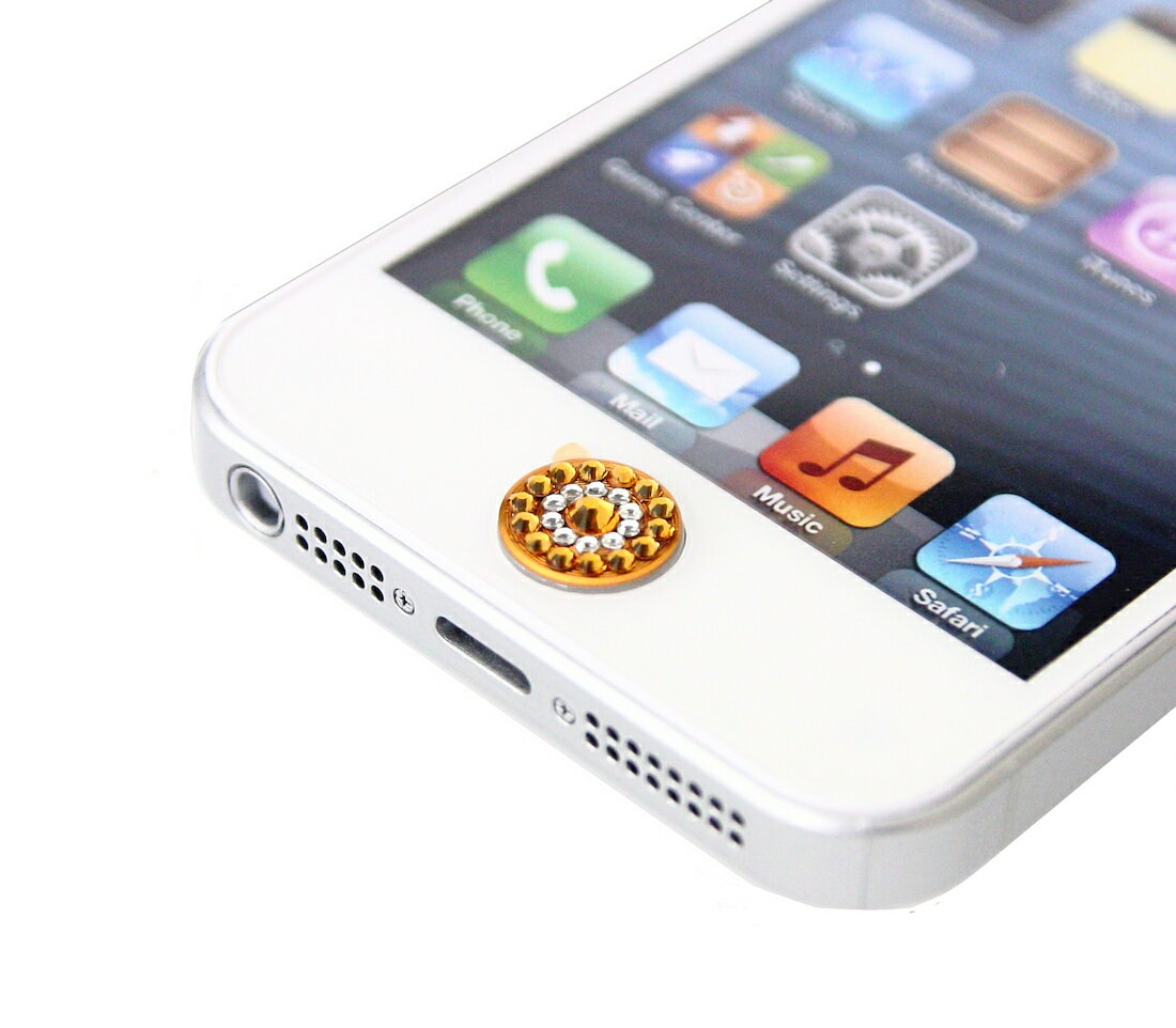 【スワロフスキー】Swarovski Crystal Ring Home Button (Orange × Crystal 小)【iPhone/iPad用ホームボタン】