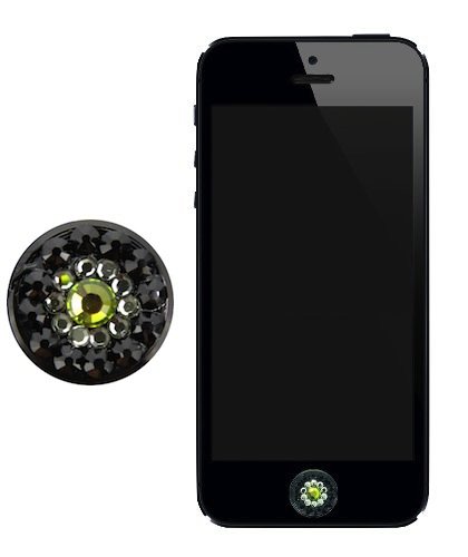 【スワロフスキー】Swarovski Crystal Ring Home Button (Vitrail Medium × Black Diamond × Jet)【iPhone/iPad用ホームボタン】