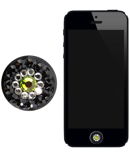 【スワロフスキー】Swarovski Crystal Ring Home Button (Vitrail Medium × Crystal × Jet)【iPhone/iPad用ホームボタン】