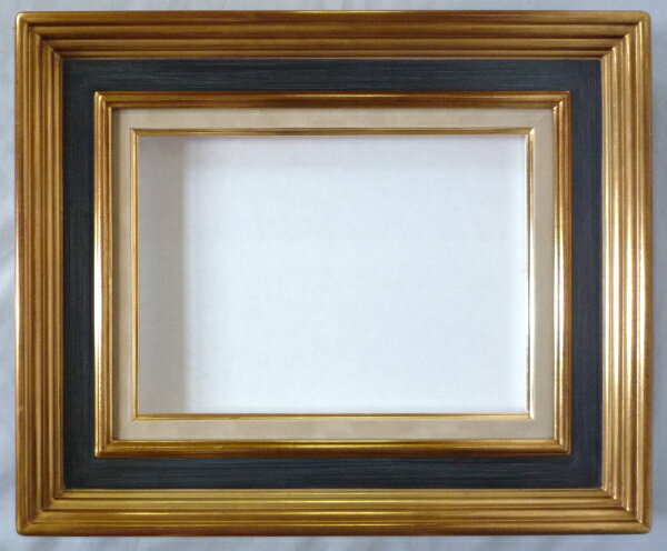 油彩額　油絵用額縁 珠校倉 F15 金+青 -新品