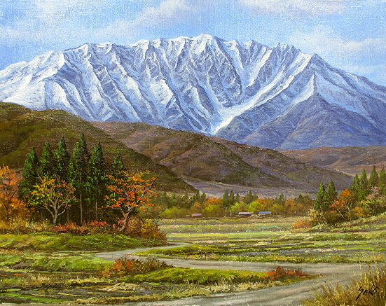 絵画 油絵 肉筆絵画 F8サイズ 「大山」 関 健造 木枠付 -新品