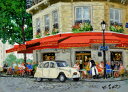 絵画 油絵 肉筆絵画 F3サイズ NO.9 「パリのカフェ(White car)」 斎藤 要 木枠付 -新品