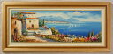 絵画 額装油絵 油絵 肉筆絵画 「地中海風景 A」横長 WF6サイズ -新品 -特価品