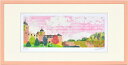 絵画 額装 ジーグレー版画 はりたつお作 「秋空のザバブルク城(いばら姫)」 400X200mm・720X330mm