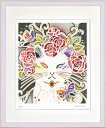 絵画 額装 デジタル版画 平石智美 「バラを冠るねこ」 四ッ切