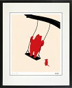 絵画 額装 デジタル版画 MEOMEO 「ブランコに乗るクマ」 四ッ切