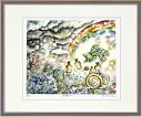 絵画 額装 インテリアアート 額縁付 とみながまい 「あめあそび」 四ッ切