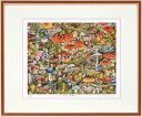 絵画 額装 インテリアアート 額縁付 とみながまい 「きのこみちのこ」 四ッ切