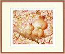 絵画 額装 インテリアアート 額縁付 とみながまい 「花もだんごも」 四ッ切