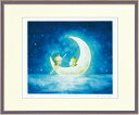 絵画 額装 インテリアアート 額縁付 とみながまい 「月と星がきれいですね」 四ッ切