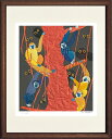 ジークレー版画 額装絵画 米澤彩 「サルたちと」 四ッ切