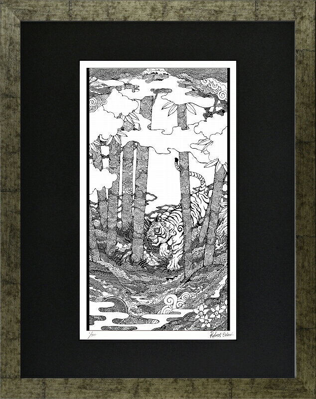 カタログ　パンフレット　リーフレット サイズ・シートサイズ:大衣:約509X394mm 仕様・ジークレー版画、木製額縁、2mm厚マット、UVカットアクリル、吊り金具、ケース 商品説明 ・ROBERT EDWIN作の額装版画です。 ・人気の作品を厳選した作品集の中にある絵です。 ・納品にお時間がかかる場合があります。お急ぎの方は事前にこちらよりお問い合わせください。 ・額装品は生産の関係上、予告なく仕様が変更になる場合があります。 ・天然木のフレームは節や木目の出方が写真とは異なりますのでご了承ください。 ・各商品は限定数生産です。完売の際はご容赦ください。 ・商品写真と商品の実際の色が異なる場合がございます。またロットによっても若干の色の差異が発生致します。 ・受注生産のため、返品・交換はお受け出来ません。 ・商品到着後7日が過ぎた場合、如何なる理由にも対応致しかねます。あらかじめご了承ください。 ・掲載写真はサンプル画像です。・売り切れごめん。 運送費（消費税・梱包費等込み）・送料無料 ※但し離島・沖縄の場合は別途送料が発生することがございますのでお問合せください。商品名・ジークレー版画 額付き絵画 ROBERT EDWIN 「虎」 シートサイズ・大衣:約509X394mm 仕様・ジークレー版画、木製額縁、2mm厚マット、UVカットアクリル、吊り金具、ケース 商品説明・額装品は生産の関係上、予告なく仕様が変更になる場合があります。 ・天然木のフレームは節や木目の出方が写真とは異なりますのでご了承ください。 ・各商品は限定数生産です。完売の際はご容赦ください。 ・商品写真と商品の実際の色が異なる場合がございます。またロットによっても若干の色の差異が発生致します。 ・受注生産のため、返品・交換はお受け出来ません。 ・商品到着後7日が過ぎた場合、如何なる理由にも対応致しかねます。あらかじめご了承ください。 ※壁面用取り付け金具は付属いたしません。必要な場合、こちらよりお選びお伝えください。(金具代別途申し受けます) ・掲載写真はサンプル画像です。 ・売り切れごめん。
