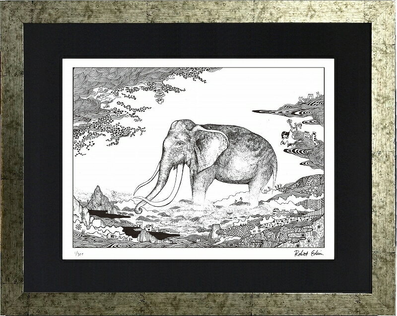 カタログ　パンフレット　リーフレット サイズ・シートサイズ:太子:約379X288mm 仕様・ジークレー版画、木製額縁、2mm厚マット、UVカットアクリル、吊り金具、ケース 商品説明 ・ROBERT EDWIN作の額装版画です。 ・人気の作品を厳選した作品集の中にある絵です。 ・納品にお時間がかかる場合があります。お急ぎの方は事前にこちらよりお問い合わせください。 ・額装品は生産の関係上、予告なく仕様が変更になる場合があります。 ・天然木のフレームは節や木目の出方が写真とは異なりますのでご了承ください。 ・各商品は限定数生産です。完売の際はご容赦ください。 ・商品写真と商品の実際の色が異なる場合がございます。またロットによっても若干の色の差異が発生致します。 ・受注生産のため、返品・交換はお受け出来ません。 ・商品到着後7日が過ぎた場合、如何なる理由にも対応致しかねます。あらかじめご了承ください。 ・掲載写真はサンプル画像です。・売り切れごめん。 運送費（消費税・梱包費等込み）・送料無料 ※但し離島・沖縄の場合は別途送料が発生することがございますのでお問合せください。商品名・ジークレー版画 額付き絵画 ROBERT EDWIN 「Elephant」 シートサイズ・太子:約379X288mm 仕様・ジークレー版画、木製額縁、2mm厚マット、UVカットアクリル、吊り金具、ケース 商品説明・額装品は生産の関係上、予告なく仕様が変更になる場合があります。 ・天然木のフレームは節や木目の出方が写真とは異なりますのでご了承ください。 ・各商品は限定数生産です。完売の際はご容赦ください。 ・商品写真と商品の実際の色が異なる場合がございます。またロットによっても若干の色の差異が発生致します。 ・受注生産のため、返品・交換はお受け出来ません。 ・商品到着後7日が過ぎた場合、如何なる理由にも対応致しかねます。あらかじめご了承ください。 ※壁面用取り付け金具は付属いたしません。必要な場合、こちらよりお選びお伝えください。(金具代別途申し受けます) ・掲載写真はサンプル画像です。 ・売り切れごめん。