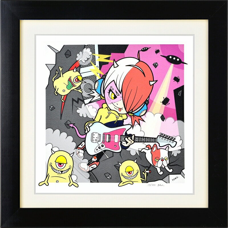 カタログ　パンフレット　リーフレット サイズ・シートサイズ:300角:約300X300mm 仕様・ジークレー版画、木製額縁、2mm厚マット、表面ガラス、吊り金具、ケース 商品説明 ・tomo.作の額装版画です。 ・人気の作品を厳選した作品集の中にある絵です。 ・納品にお時間がかかる場合があります。お急ぎの方は事前にこちらよりお問い合わせください。 ・額装品は生産の関係上、予告なく仕様が変更になる場合があります。 ・天然木のフレームは節や木目の出方が写真とは異なりますのでご了承ください。 ・各商品は限定数生産です。完売の際はご容赦ください。 ・商品写真と商品の実際の色が異なる場合がございます。またロットによっても若干の色の差異が発生致します。 ・受注生産のため、返品・交換はお受け出来ません。 ・商品到着後7日が過ぎた場合、如何なる理由にも対応致しかねます。あらかじめご了承ください。 ・掲載写真はサンプル画像です。・売り切れごめん。 運送費（消費税・梱包費等込み）・送料無料 ※但し離島・沖縄の場合は別途送料が発生することがございますのでお問合せください。商品名・ジークレー版画 額付き絵画 tomo. 「襲来」 シートサイズ・300角:約300X300mm 仕様・ジークレー版画、木製額縁、2mm厚マット、表面ガラス、吊り金具、ケース 商品説明・額装品は生産の関係上、予告なく仕様が変更になる場合があります。 ・天然木のフレームは節や木目の出方が写真とは異なりますのでご了承ください。 ・各商品は限定数生産です。完売の際はご容赦ください。 ・商品写真と商品の実際の色が異なる場合がございます。またロットによっても若干の色の差異が発生致します。 ・受注生産のため、返品・交換はお受け出来ません。 ・商品到着後7日が過ぎた場合、如何なる理由にも対応致しかねます。あらかじめご了承ください。 ※壁面用取り付け金具は付属いたしません。必要な場合、こちらよりお選びお伝えください。(金具代別途申し受けます) ・掲載写真はサンプル画像です。 ・売り切れごめん。