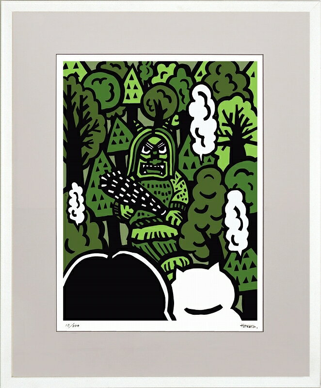 日本の名画 絵画 ジークレー版画 額装絵画 KOTOMIN 「MORI NO JIGOKU」 四ッ切