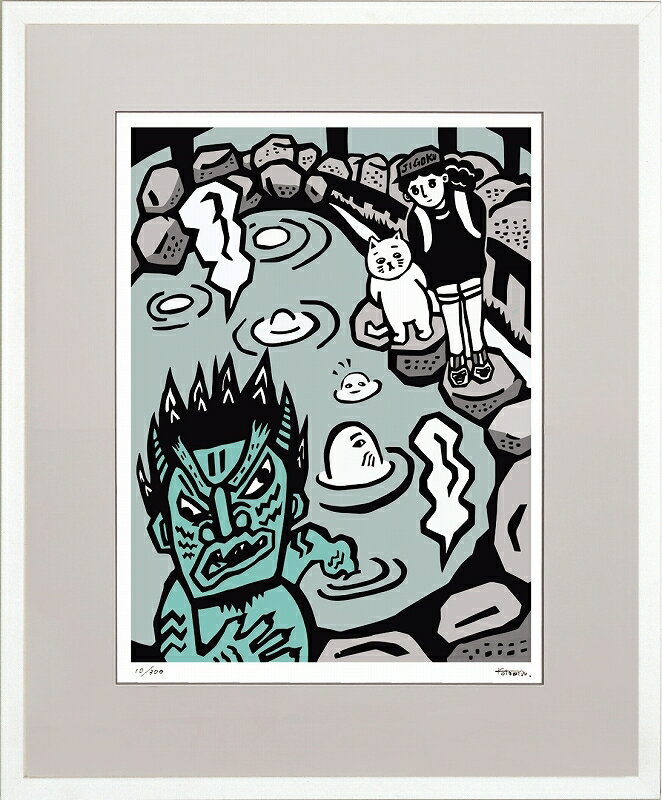 日本の名画 絵画 ジークレー版画 額装絵画 KOTOMIN 「BOUZU NO JIGOKU」 四ッ切