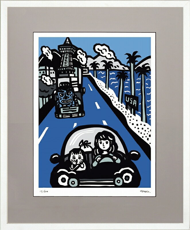 日本の名画 絵画 ジークレー版画 額装絵画 KOTOMIN 「UMI NO JIGOKU」 四ッ切