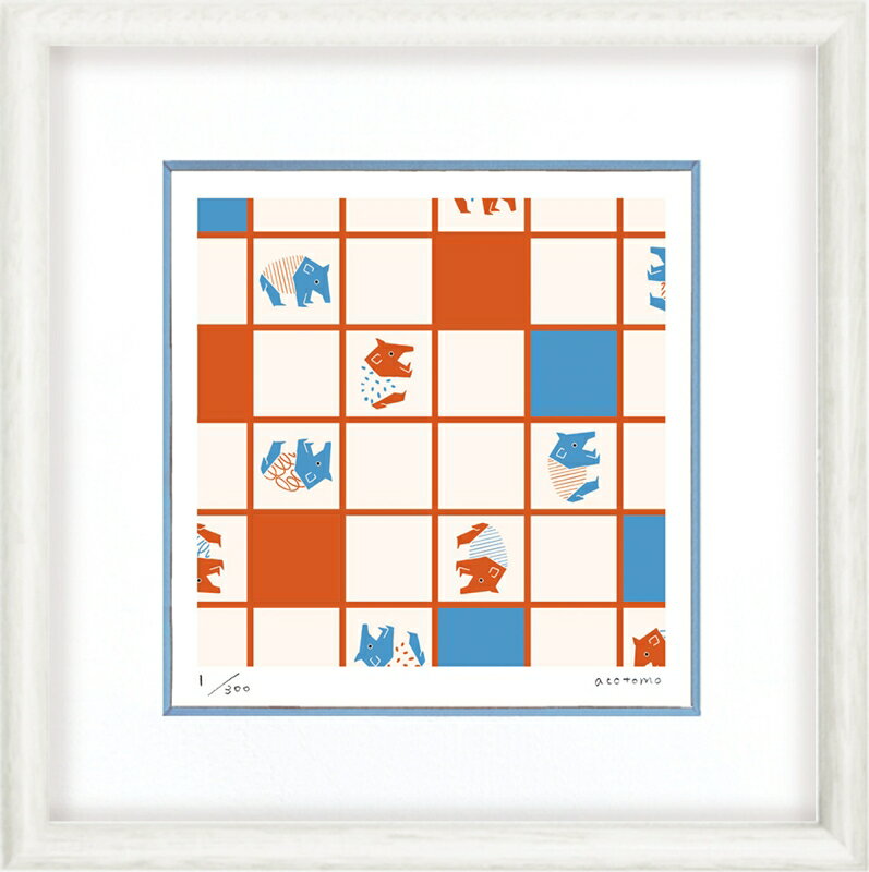 日本の名画 絵画 ジークレー版画 額装絵画 acotomo 「夢見るバク ブルーXオレンジ/...
