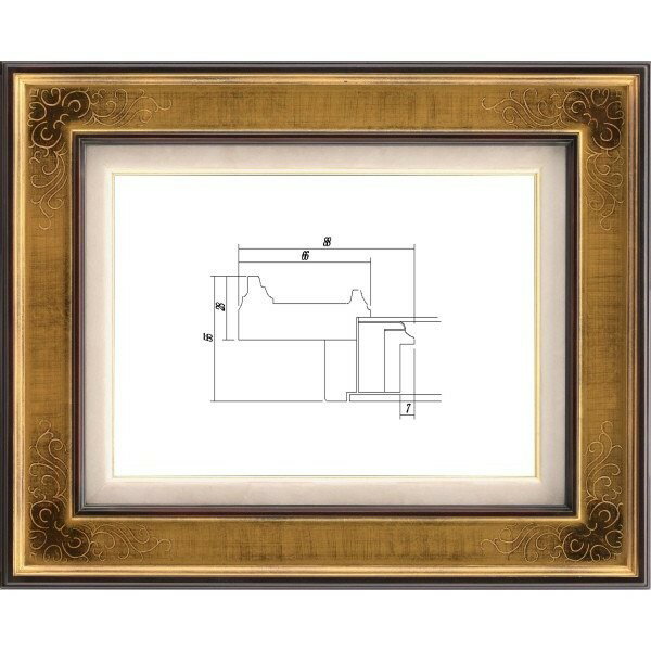 油絵/油彩額縁 木製フレーム 高級額縁 アクリル付 7102 サイズ F10号 ゴールド