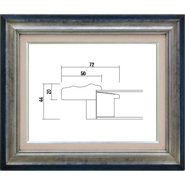 額縁 油絵額縁 油彩額縁 フレーム 木製 アクリル付 7740 サイズ F3号 シルバー