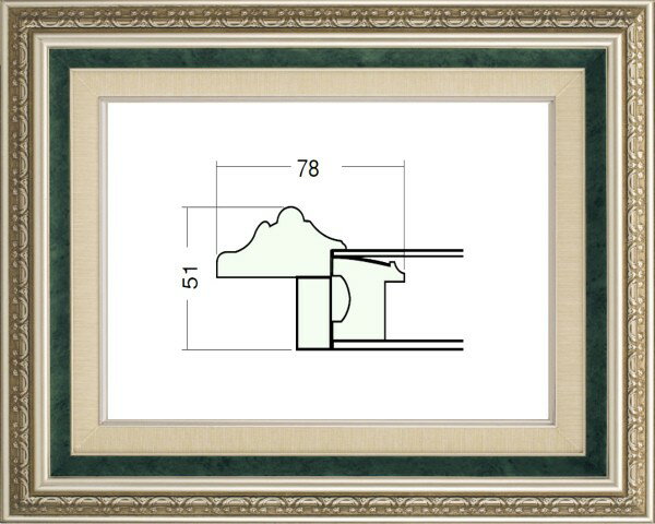額縁　油絵/油彩額縁 樹脂製フレーム 9586 サイズ F4号 S/グリーン 銀 緑