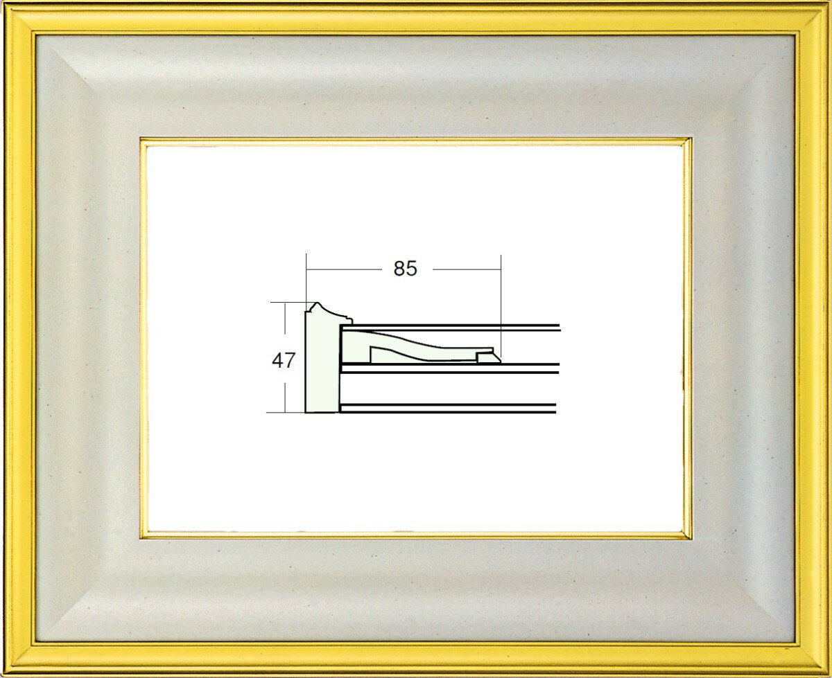 油絵/油彩額縁 木製フレーム UVカットアクリル付 3411 サイズ M3号 金泥