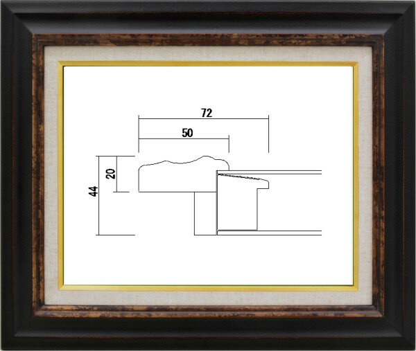 乐天商城 - 額縁 油絵額縁 油彩額縁 額装フレーム 木製 アクリル付 7740 サイズ F3号 鉄黒 ブラック