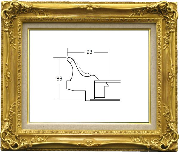 額縁　油絵/油彩額縁 木製フレーム 成型フレーム アクリル付 7840 サイズ F0号 ダークゴールド 金