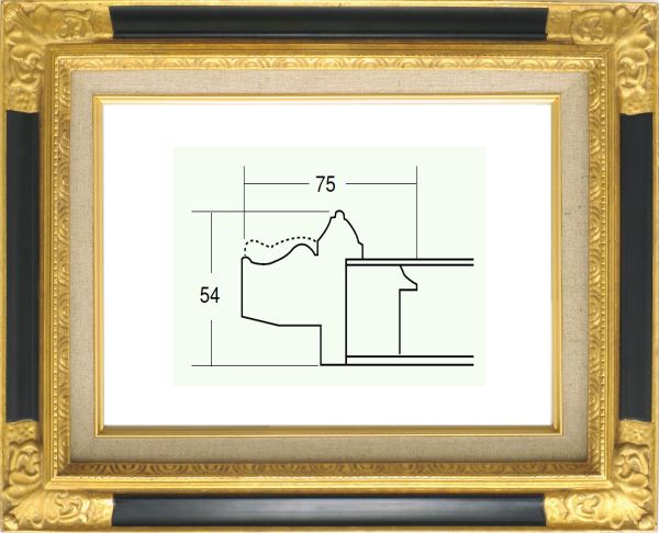 額縁　油絵/油彩額縁 成型フレーム 8904 F3号 ゴールド/紺 金