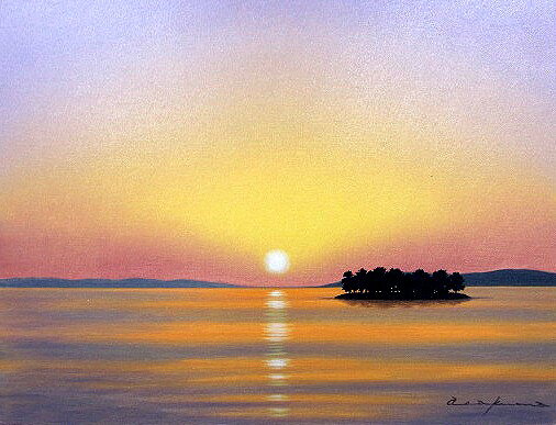 日本の名画 油絵 絵画 油彩画 洋画 (油絵額縁付きで納品対応可) SM 〜 F10 「宍道湖1」 朝隈 敏彦 14,670円〜