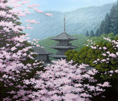 油彩画 風景画 三重塔 寺院 額装付き 油絵 レトロ 楽天市場】三重の塔の通販