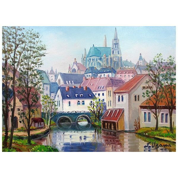 日本の名画 絵画 油彩画 油絵 洋画 (油絵額縁付きで納品対応可) F6 〜 F20 「シャルトル」 羽沢 清水 7,810円〜