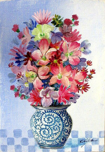 絵画をお探しなら必見！ 油彩画 洋画 (油絵額縁付きで納品対応可) F6 ～ F6 「器とピンクの花」 内藤 千嘉 13,620円～